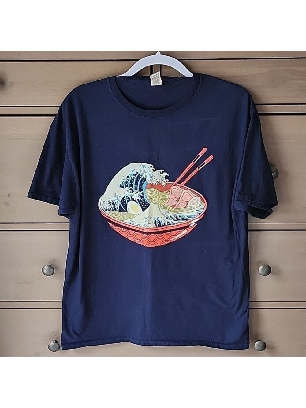 Ramen Noodle Kawagawa Wave Men's Short Sleeve T Shirt Size Large